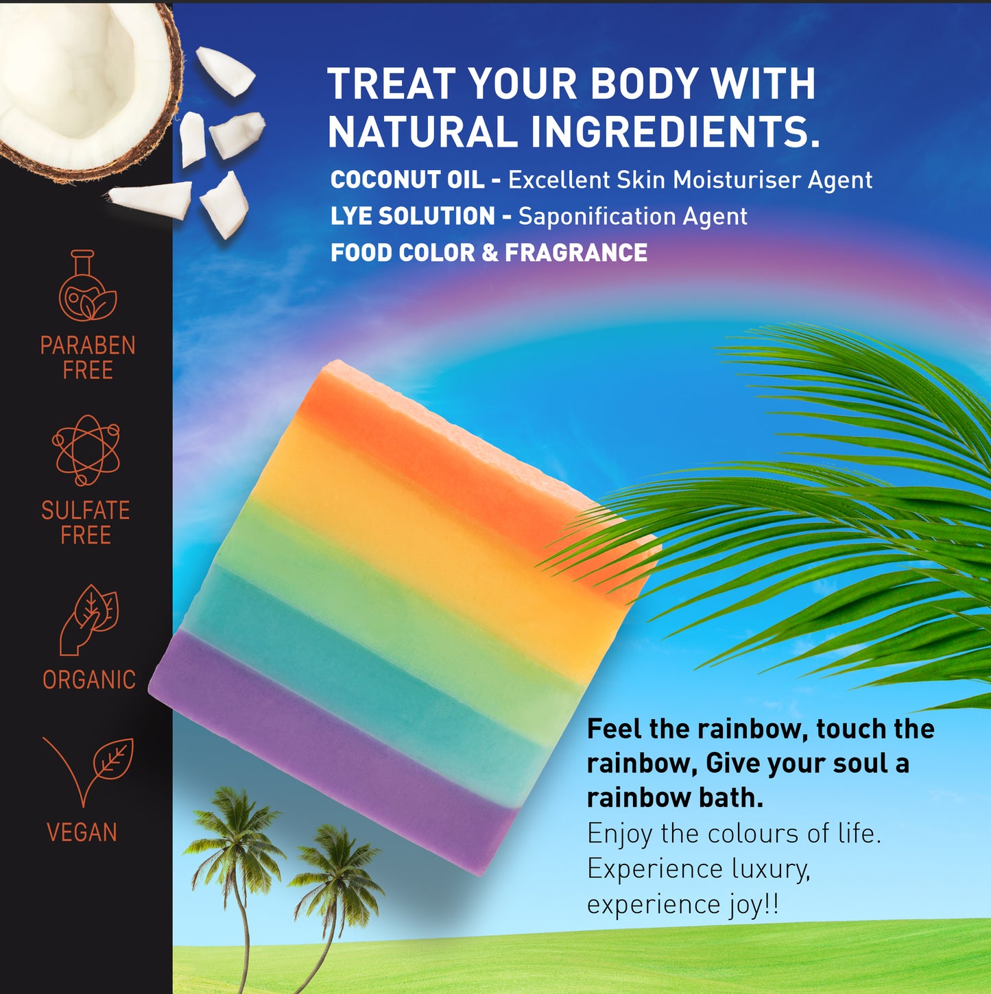Rainbow Cold Processed Soap 120 g