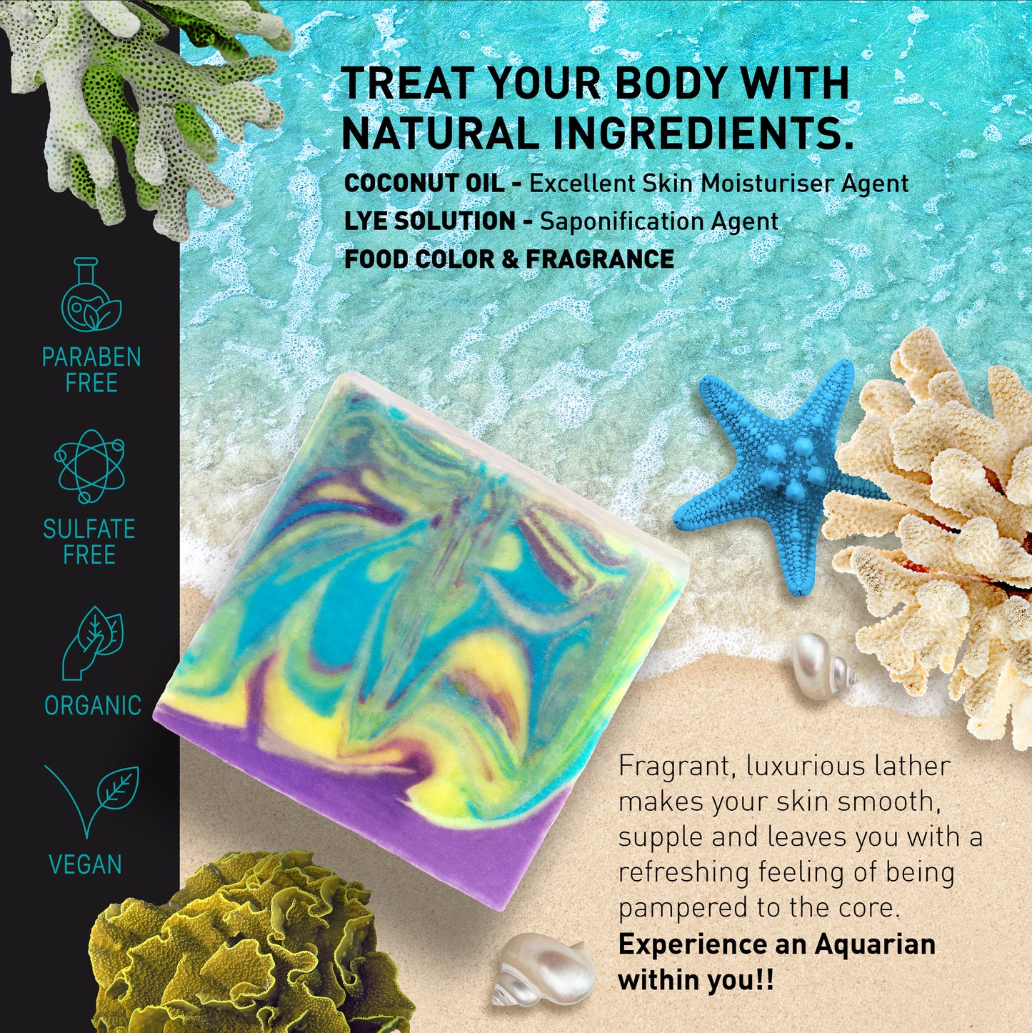 Aqua Coral Cold Processed Soap 120 g