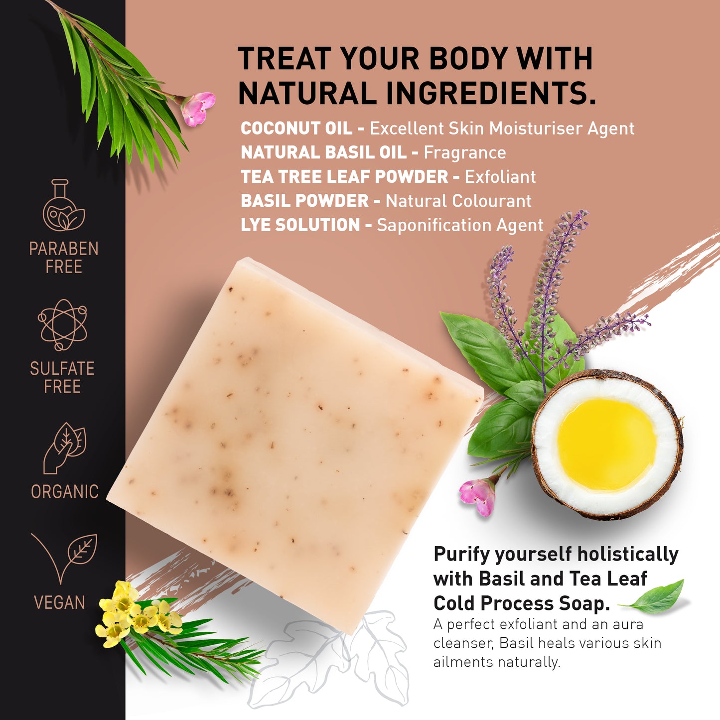 Basil Tea Leaf Cold Processed Soap 120 g